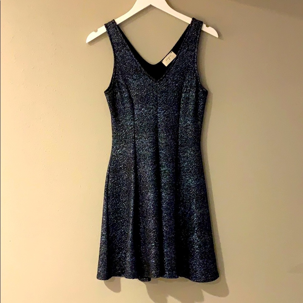 Everly Fit N Flare Sparkly Navy Dress